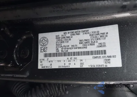 2017 Ford F-150 Lariat from USA, damaged, VIN 1FTFW1EF1HFB93392